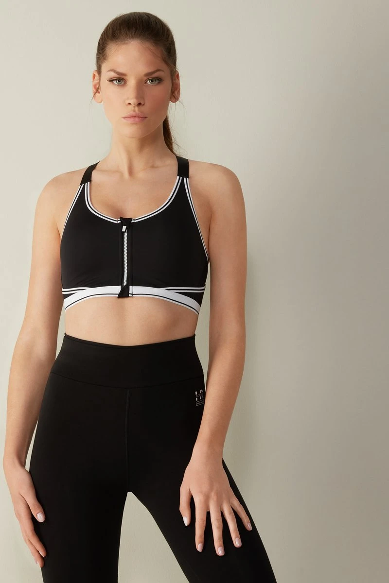 Intimissimi Damen Sport-BH Mit Starker Stützkraft - Black/white 2 Intimissimi Damen Sport-BH Mit Starker Stützkraft - Black/white