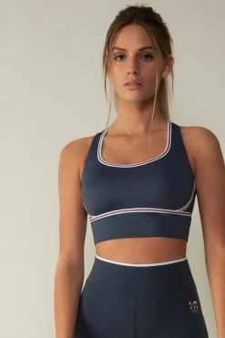 Intimissimi Damen MIT INNENSEITE AUS SUPIMA - Sport-BH Mit Mittlerer Stützkraft - Blau Diamond Blue/white