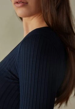 Intimissimi Damen MIT V-AUSSCHNITT AUS BAUMWOLLSEIDE - Strickpullover - Blau Intense Blue -INTIMISSIMI Verkäufe 1f3e7818e6a3481a890540b9b6f5fe0a