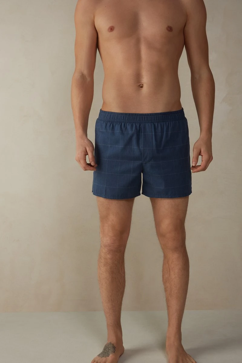 Intimissimi Herren Boxershorts - Blau Blue Check 3 Intimissimi Herren Boxershorts - Blau Blue Check