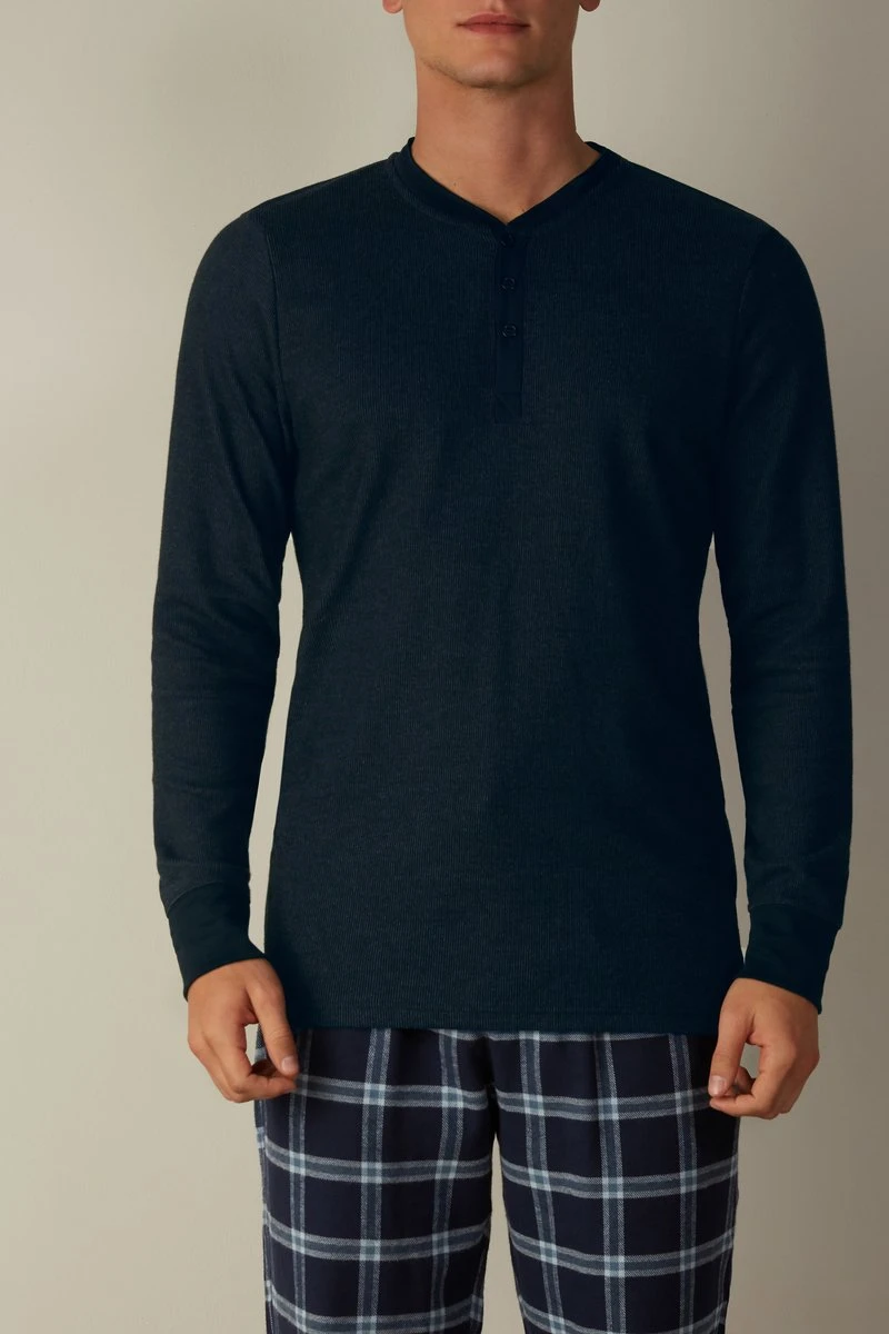 Intimissimi Herren MIT SERAFINO-KRAGEN - Nachtwäsche Shirt - Blau 3 Intimissimi Herren MIT SERAFINO-KRAGEN - Nachtwäsche Shirt - Blau