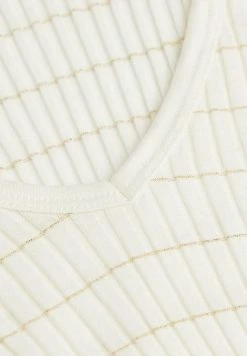 Intimissimi Damen MIT V-AUSSCHNITT AUS BAUMWOLLSEIDE - Strickpullover - Powder White Striped Lurex -INTIMISSIMI Verkäufe 2dfa10994a2944f5a71177e9d33ec2ba