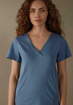 Intimissimi Damen DE MANGA CORTA Y ESCOTE DE PICO DE SUPIMA® ULTR - T-Shirt Basic - Babyblau
