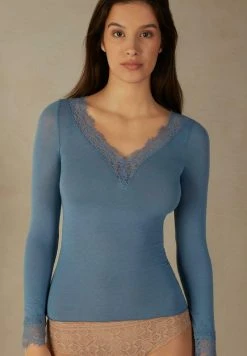Intimissimi Damen Bluse - Hellblau Blue Sugar Paper