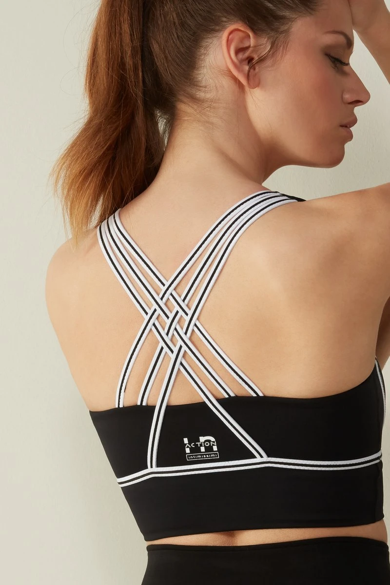 Intimissimi Damen MIT INNENSEITE AUS SUPIMA - Sport-BH Mit Mittlerer Stützkraft - Schwarz Black/white 4 Intimissimi Damen MIT INNENSEITE AUS SUPIMA - Sport-BH Mit Mittlerer Stützkraft - Schwarz Black/white – Bild 2