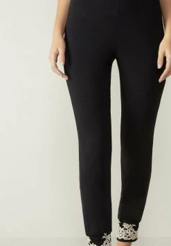 Intimissimi Damen MIT BÜNDCHEN PRETTY FLOWER - Nachtwäsche Hose - Nero/ivory