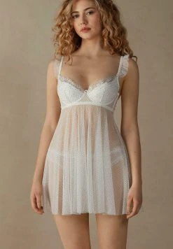 Intimissimi Damen BABYDOLL CARIOCA LITTLE PLEASURES - Nachthemd - Elfenbein Powder White Black