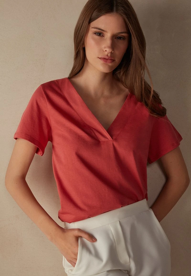 Intimissimi Damen DE MANGA CORTA Y ESCOTE DE PICO DE SUPIMA® ULTR - T-Shirt Basic - Rosa Würzig 5 Intimissimi Damen DE MANGA CORTA Y ESCOTE DE PICO DE SUPIMA® ULTR - T-Shirt Basic - Rosa Würzig – Bild 3