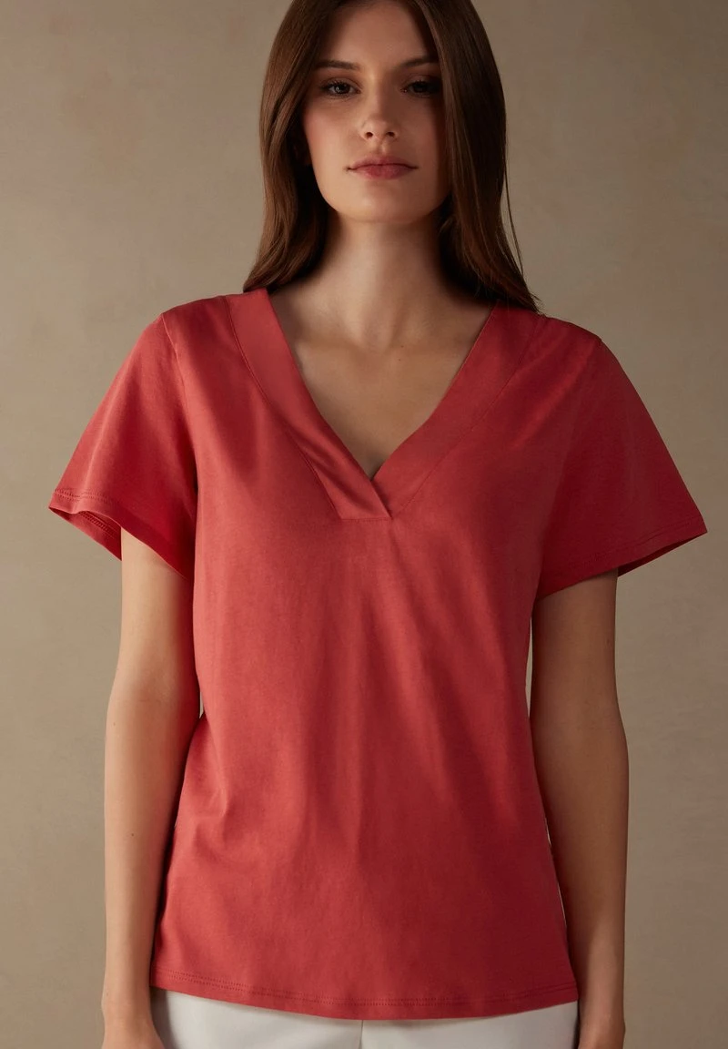 Intimissimi Damen DE MANGA CORTA Y ESCOTE DE PICO DE SUPIMA® ULTR - T-Shirt Basic - Rosa Würzig 3 Intimissimi Damen DE MANGA CORTA Y ESCOTE DE PICO DE SUPIMA® ULTR - T-Shirt Basic - Rosa Würzig