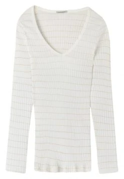 Intimissimi Damen MIT V-AUSSCHNITT AUS BAUMWOLLSEIDE - Strickpullover - Powder White Striped Lurex -INTIMISSIMI Verkäufe 60ff6d5ca3bd44c4a7b187cc9bd6636c