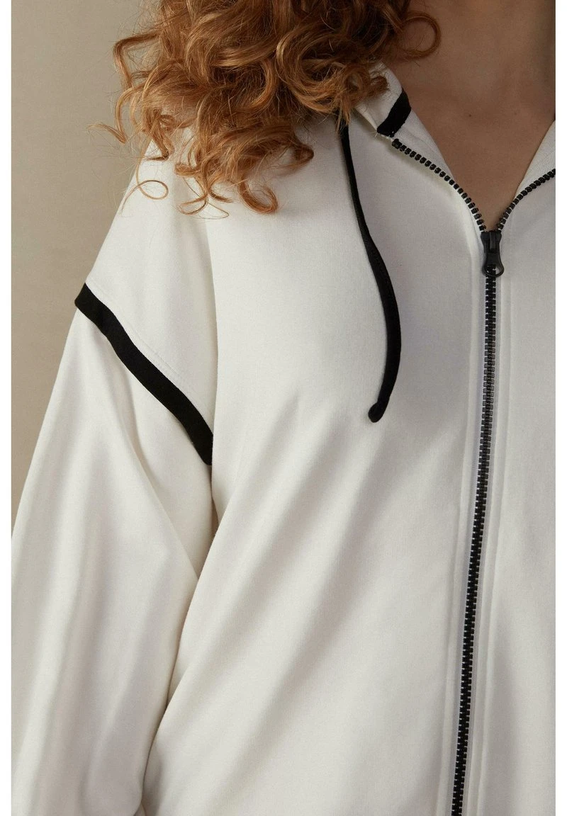 Intimissimi Damen Sweatjacke - Elfenbein Powder White Black 5 Intimissimi Damen Sweatjacke - Elfenbein Powder White Black – Bild 3