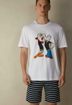 Intimissimi Herren KURZER POPEYE UND OLIVIA - Nachtwäsche Set - Weiss
