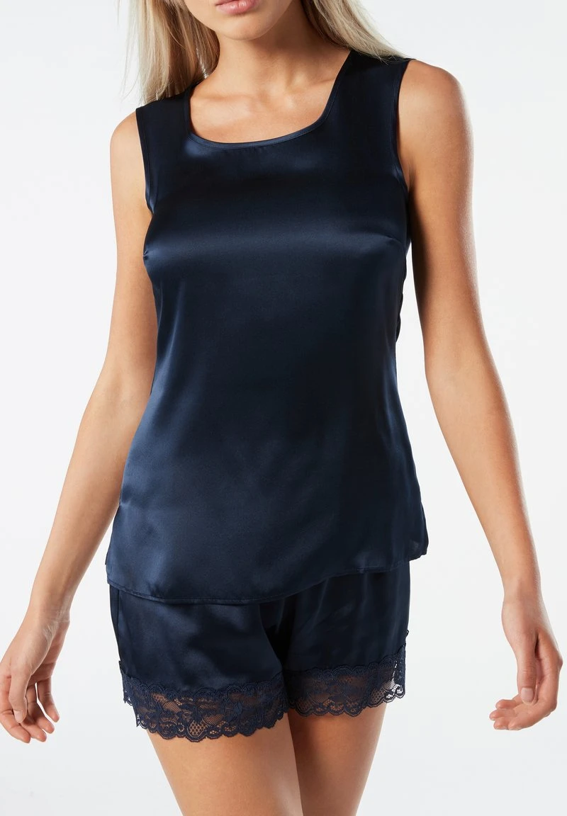 Intimissimi Damen RUNDHALS-TOP MIT BREITEN SCHULTERN AUS SEIDE UND MODAL - Nachtwäsche Shirt - Deep Blue 5 Intimissimi Damen RUNDHALS-TOP MIT BREITEN SCHULTERN AUS SEIDE UND MODAL - Nachtwäsche Shirt - Deep Blue – Bild 3