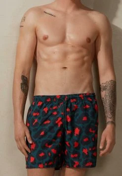 Intimissimi Herren IMPRIME ANIMALIER - Badeshorts - Dark Green Spotted Print