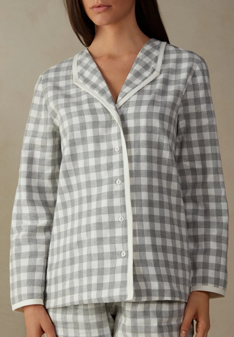 Intimissimi Damen GINGHAM LOVER - Nachtwäsche Shirt - Weiß/ Grey Check Melange Powder White 3 Intimissimi Damen GINGHAM LOVER - Nachtwäsche Shirt - Weiß/ Grey Check Melange Powder White