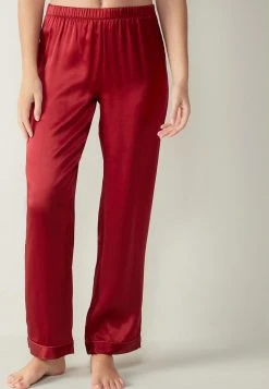 Intimissimi Damen LANGE HOSE AUS SATIN UND SEIDE - Nachtwäsche Hose - Rosso