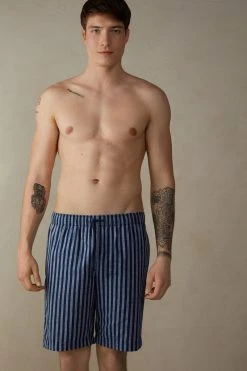 Intimissimi Herren Shorts - Blue Stripes Blue Denim
