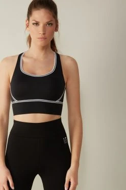 Intimissimi Damen MIT INNENSEITE AUS SUPIMA - Sport-BH Mit Mittlerer Stützkraft - Schwarz Black/white