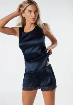 INTIMISSIMI Verkäufe 77 Intimissimi Damen RUNDHALS-TOP MIT BREITEN SCHULTERN AUS SEIDE UND MODAL - Nachtwäsche Shirt - Deep Blue