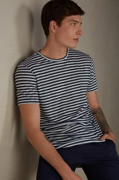 Intimissimi Herren T-Shirt Print - White Blue Stripes -INTIMISSIMI Verkäufe a8653521c94543b1a11902100900b31e