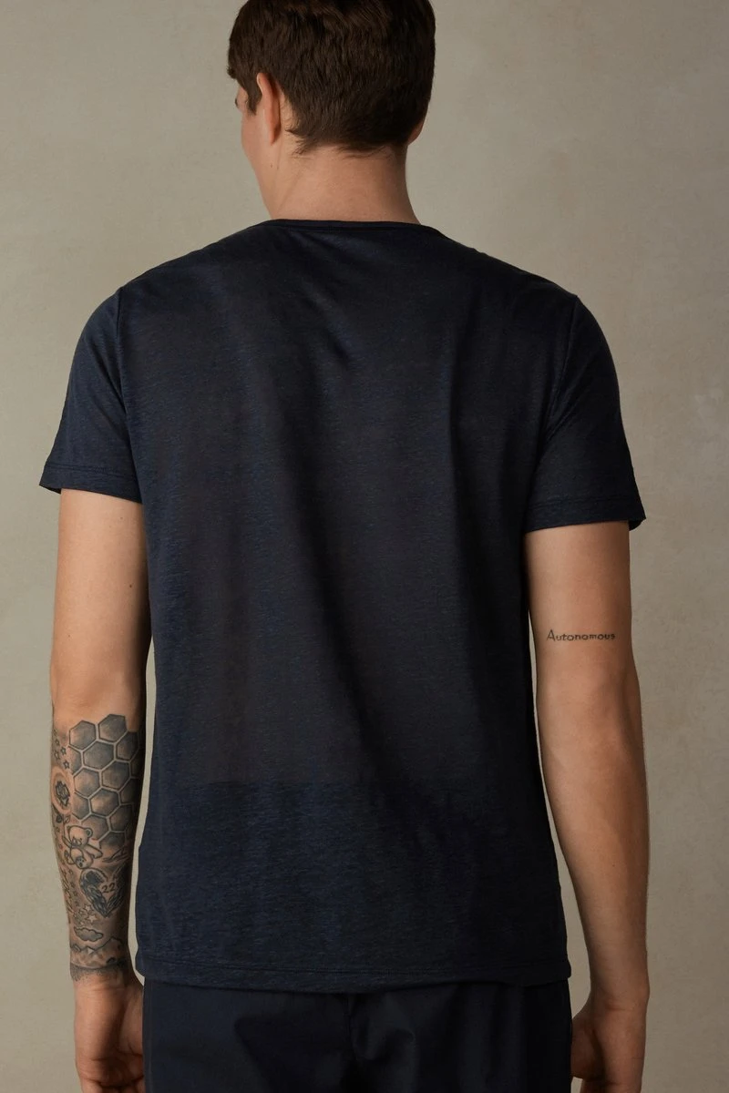 Intimissimi Herren KURZARM - Nachtwäsche Shirt - Blu Notte 4 Intimissimi Herren KURZARM - Nachtwäsche Shirt - Blu Notte – Bild 2