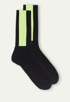 Intimissimi Herren MIT SEITENSTREIFEN - Socken - Schwarz Neon Yellow With Black Band