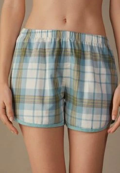 Intimissimi Damen MY COZY OUTFIT - Nachtwäsche Hose - Karos Grün Hellblau