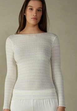 Intimissimi Damen MIT AUS - Strickpullover - Puderweiss Lurexstreifen