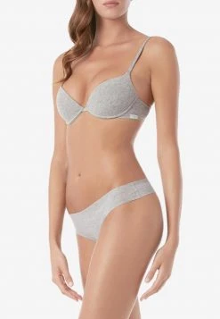 Intimissimi Damen BRAZILIAN SLIP AUS BAUMWOLLE MIT OFFENKANTIGEM SAUM. - Slip - Grey