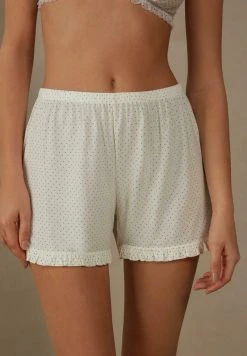 Intimissimi Damen Nachtwäsche Hose - Elfenbein Powder White Black