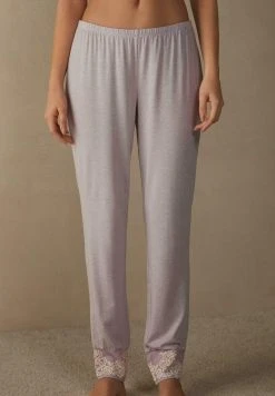 Intimissimi Damen MIT BÜNDCHEN PRETTY FLOWER - Nachtwäsche Hose - Orchidee Puderweiss