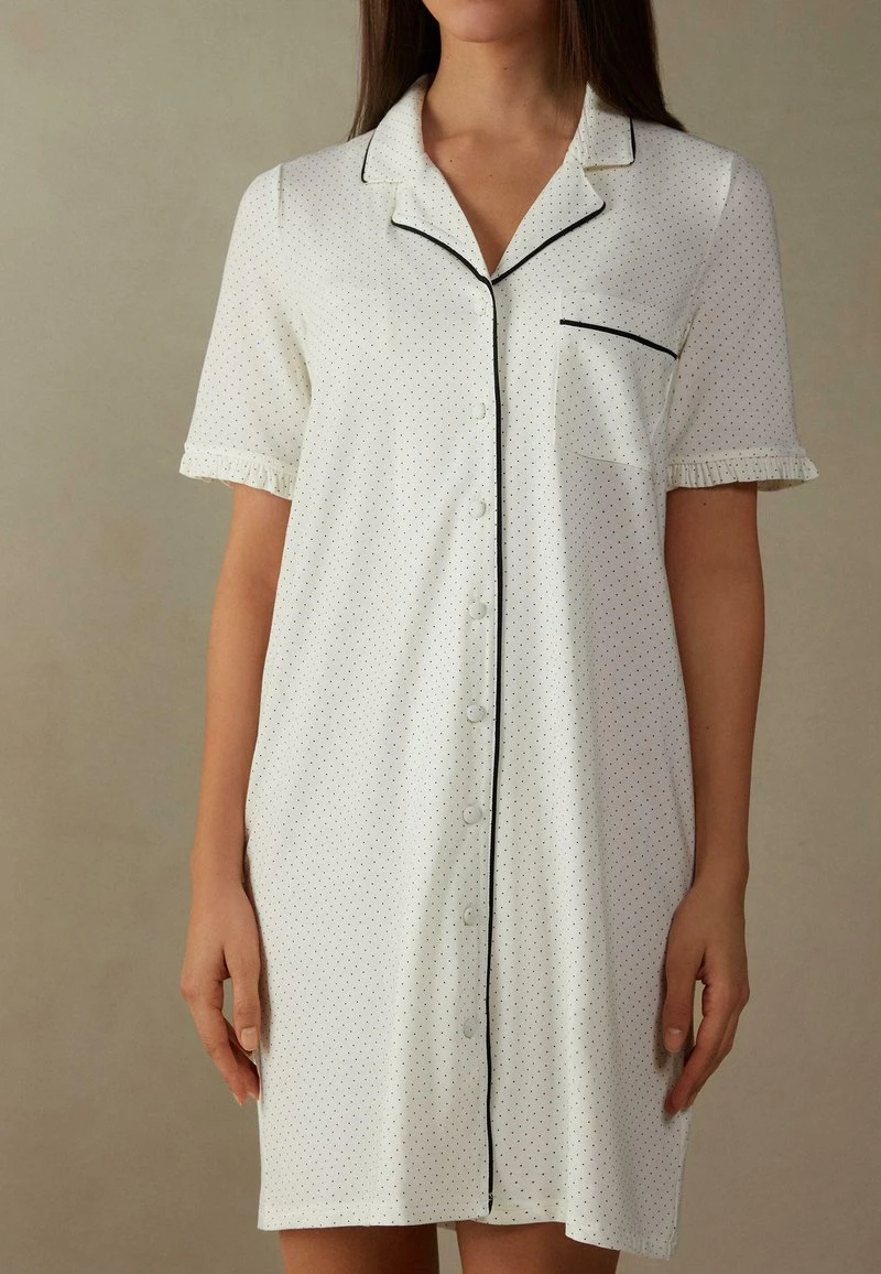 Intimissimi Damen VORNE OFFENES LITTLE PLEASURES - Nachthemd - Puderweiss Schwarz 3 Intimissimi Damen VORNE OFFENES LITTLE PLEASURES - Nachthemd - Puderweiss Schwarz